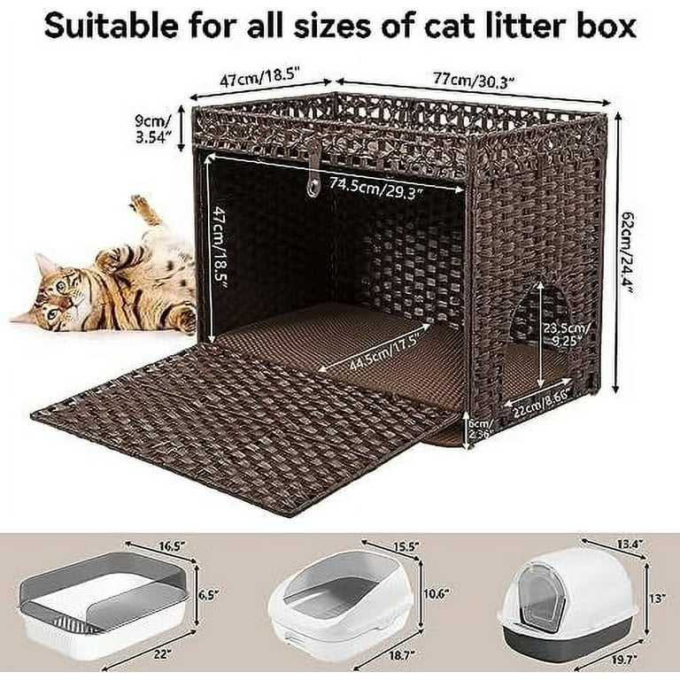 WEENFON Litter Box Cabinet, Cat Litter Box Furniture Hidden, Tall Narrow  Litter Box Enclosure with Storage, Shelf, Litter Mat, Small Corner Fit, Pet