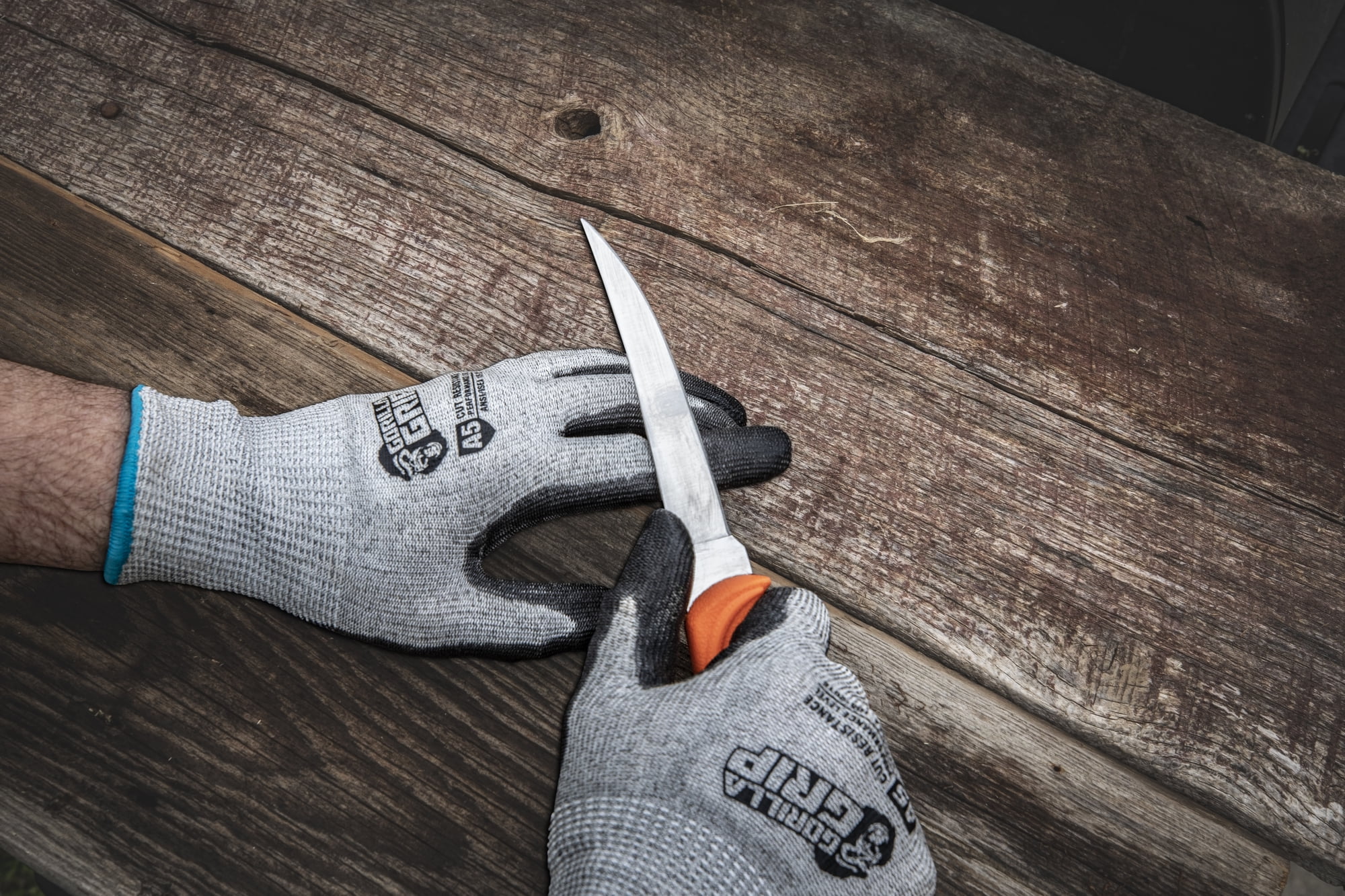 Gorilla Grip RhinoFlex A5 Cut Protection Hi Vis Work Gloves, No Slip  Polymer Grip, Size Large, Model# 25262-26 