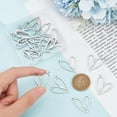 thumbnail image 2 of 20Pcs 2 Colors 27mm Long Heart Charms 304 Stainless Steel Love Heart Charms Metal Flat Drop Dangle Charms Hollow Connectors Charms for DIY Bracelet Necklace Jewelry Making, 2 of 6