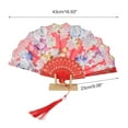 thumbnail image 2 of Unique Bargains Rose Print With Tassel Folding Fan 1 Pc For Summer Events Decorations Red, 2 of 5