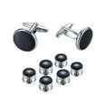 thumbnail image 2 of Gemelos para Hombres YONGSHENG Camisa de Esmoquin Acero Inoxidable Color Negro Plata, 2 of 5