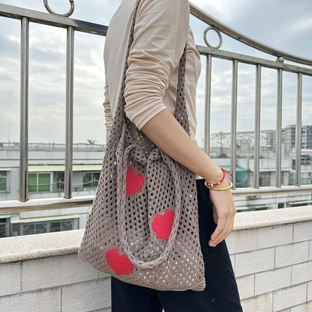 Kukuzhu Crochet Hobo Bag Women Large Hollow Beach Bag Stylish Shoulder Bag Tote for Work School Travel