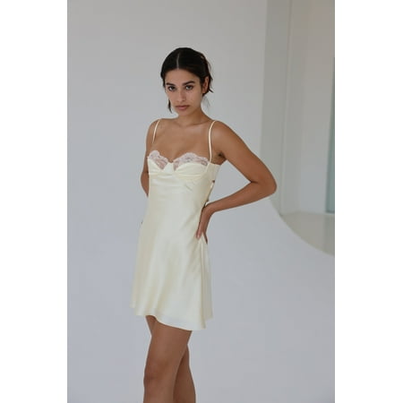 

Pudcoco Women s Spaghetti Strap Mini Dress Lace Patchwork Short Dresses Sexy Satin Cami Dress Lingerie Clubwear