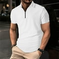 thumbnail image 2 of FRSASU Mens Jacquard Polo Shirts Quarter Zip Shirts Casual Classic Lightweight Short Sleeve Golf Collared Shirt White, 2 of 8