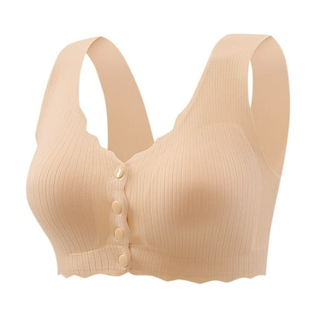 YWDJ Front Closure Bras for Women Push up No Wire Full Coverage Comfort Straps Support Bralette Breathable Soft Bra for All Shapes Sagging Breasts Beige XL