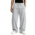 thumbnail image 7 of Men's Baggy Sweatpants Wide Leg Lounge Cotton Jogging Pants Elastic Waist Joggers with Pockets L, 7 of 7