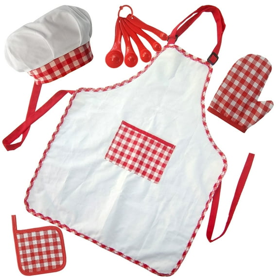 Grilling Apron Toys for Girls Kids Cooking Food Service Aprons Bbq Mittens Toddler Child