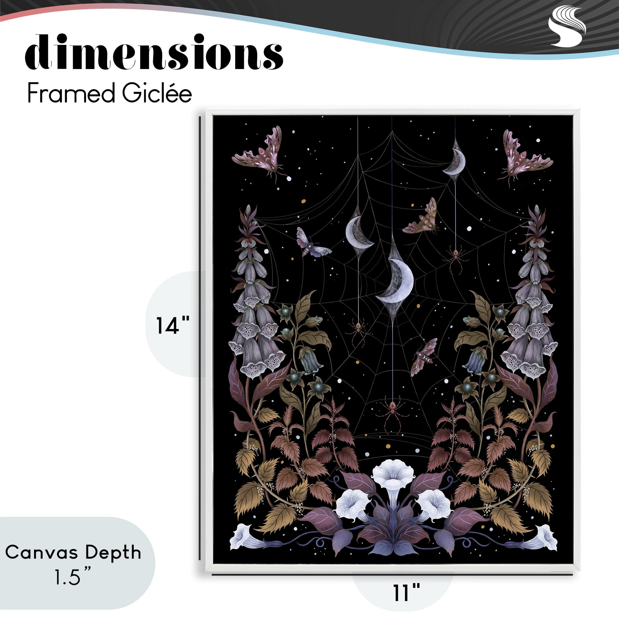 Stupell Industries Witch Garden with Spider Webs White Framed Giclee Art, design by Episodic Drawings
