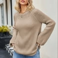 thumbnail image 5 of Lovskoo 2024 Sweaters for Women Long Sleeve Solid Round Neck Trendy Knitwear Loose Pullover Sweater Khaki, 5 of 6