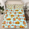 thumbnail image 2 of Homewish Kawaii Capibara Teens Full Size Sheets, Cute Hamburger Fast Food Bed Sheets, Blue Cartoon Animal Sheet Sets, Ultra Soft Bedroom Decor, 4-Piece, 2 of 7