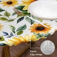 thumbnail image 4 of Rustic Sunflower Round Fitted Table Cover Floral Leaf Farmhouse Waterproof Table Cloth with Elastic Edge Wipeable Tablecloth for Picnic Camping Party Fits 36"-44" Diameter, 4 of 8