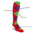 thumbnail image 2 of Golf Knickers Colorful Knee High Argyle Cotton Socks For Men Women and Youth - 5C: Red/Purple/Lime - Youth, 2 of 2