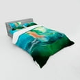thumbnail image 3 of Ambesonne Ocean Bedding Set 3 Pcs, Mermaid Tail Waves Sea, Twin, Blue Green, 3 of 3