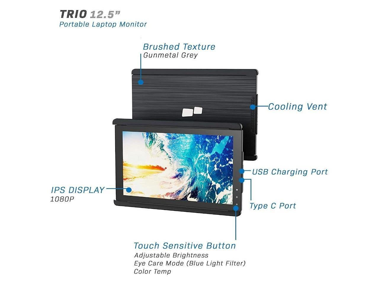 Mobile Pixels 101-1003P01 Trio Portable 12.5 Inch Monitor
