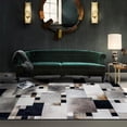 thumbnail image 2 of Cowhide Leather Pattern Print Carpet Irregular Living Room Gray Artist'S Product Geometric Floor Mat Black And White Gray Rugs My Lux Decor Round, 2 of 7