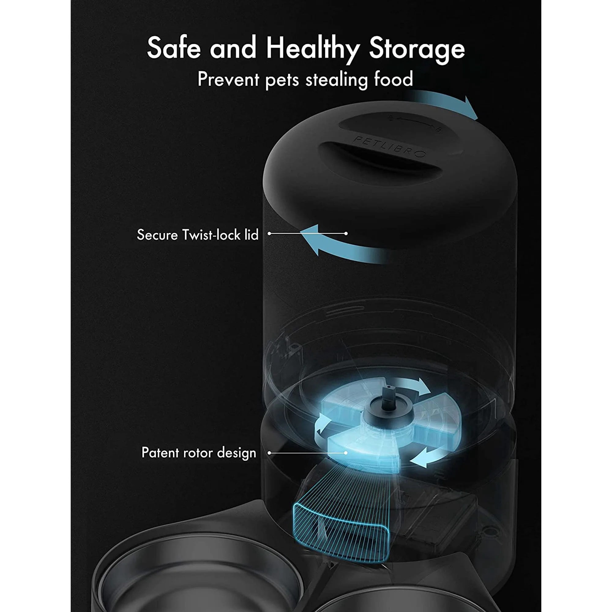 PETLIBRO  Automatic Cat Feeder, Single Stainless Tray for Cats & Dogs, 5G WiFiApp Control,Black