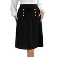 thumbnail image 2 of Pounoo Women's Skirts High Waist Double Breasted A Line Midi Skirt Casual Office Wear Lightweight Breathable Loose Fit Work Skirts Gift, 2 of 7
