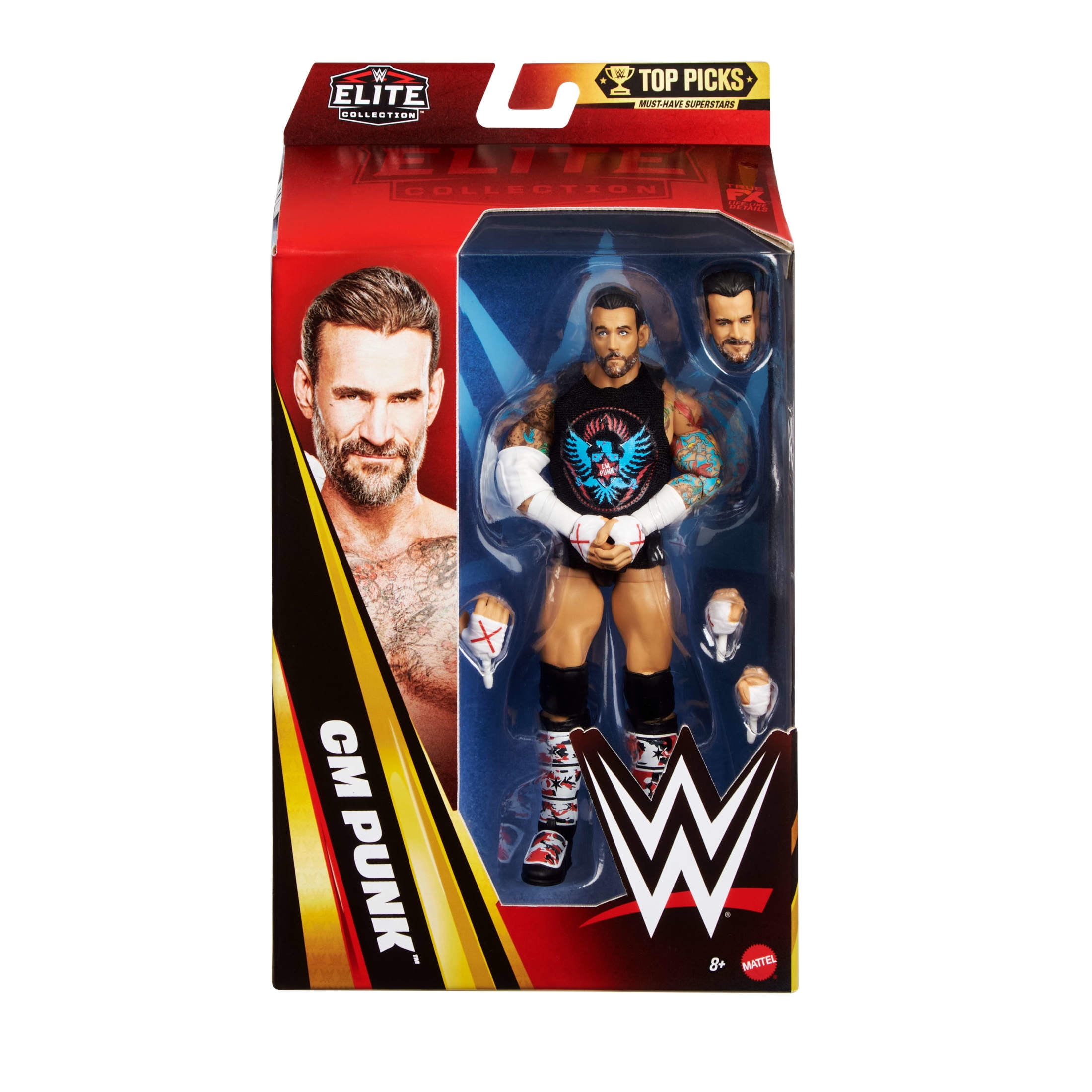WWE Elite Collection Top Picks CM Punk Action Figure & Accessories, 6-inch Collectible Set (Styles May Vary)