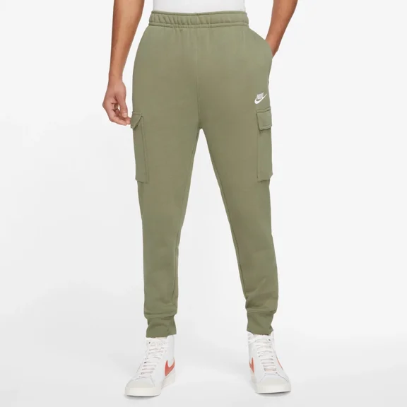 Nike NSW Men's Sportswear Club Fleece Joggers Cargo Pants XL Olive Green CD3129-386 w/ Drawstring