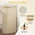 thumbnail image 3 of Norcho 65L Slim Laundry Hamper with Lid, Narrow Collapsible Laundry Basket with Removable Bag and Bamboo Handles, Beige, 3 of 7