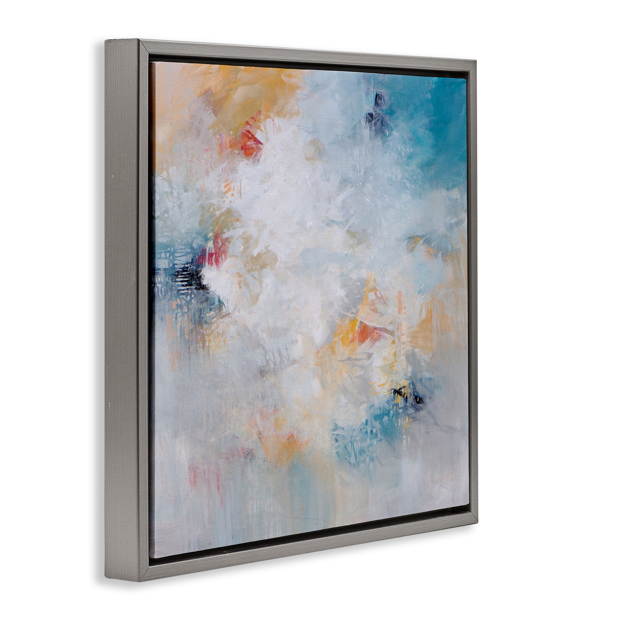 Veiled Dance Abstraction Gray Framed Floater Canvas Wall Art, design by Karen Hale
