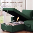 thumbnail image 6 of 80" L Shaped Couch, Lofka Sectional Sleeper Sofa with Pull Out Bed, Convertible Sofa Bed with Reversible Storage Chaise for Living Room, Green, 6 of 9