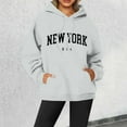 thumbnail image 2 of Bibifish Womens Hoodies Casual New York Letter Print Pullover Hoodies Soft Oversized Fit Casual Fall Winter Daily Wear Stylish Pullover Top, 2 of 4