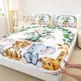 thumbnail image 3 of Feelyou Magic Dragon Animal Full Size Sheets for Kids, Hippo Zebra Wildlife Bed Sheets, Green Leaf Plant Sheet Sets, Microfiber Bedroom Decor, 4-Piece, 3 of 7