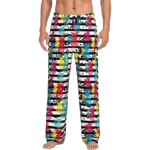Fotbe Trendy Colorful Pineapples 1 Pantalones de Pijama para Hombre, Pantalones de Dormir, Pantalones de Casa con Cintura Ajustable y Bolsillos-XX-Large
