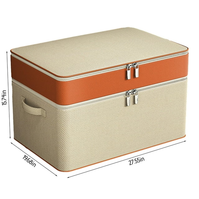 Organisateur de Vêtements pour Garde-Robe à Double Couche avec Fermeture Éclair Sac de Rangement pour Vêtements Boîte de Rangement pour Garde-Robe Sac de Rangement Portable Boîte de Rangement pour Couette d'Hiver Sac de Rangement Organisateur