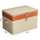 thumbnail image 2 of Bolsa de almacenamiento con cremallera de doble capa - Gran capacidad para ropa y organizador de colchas, caja portátil plegable de tela no tejida, beige, 2 of 6