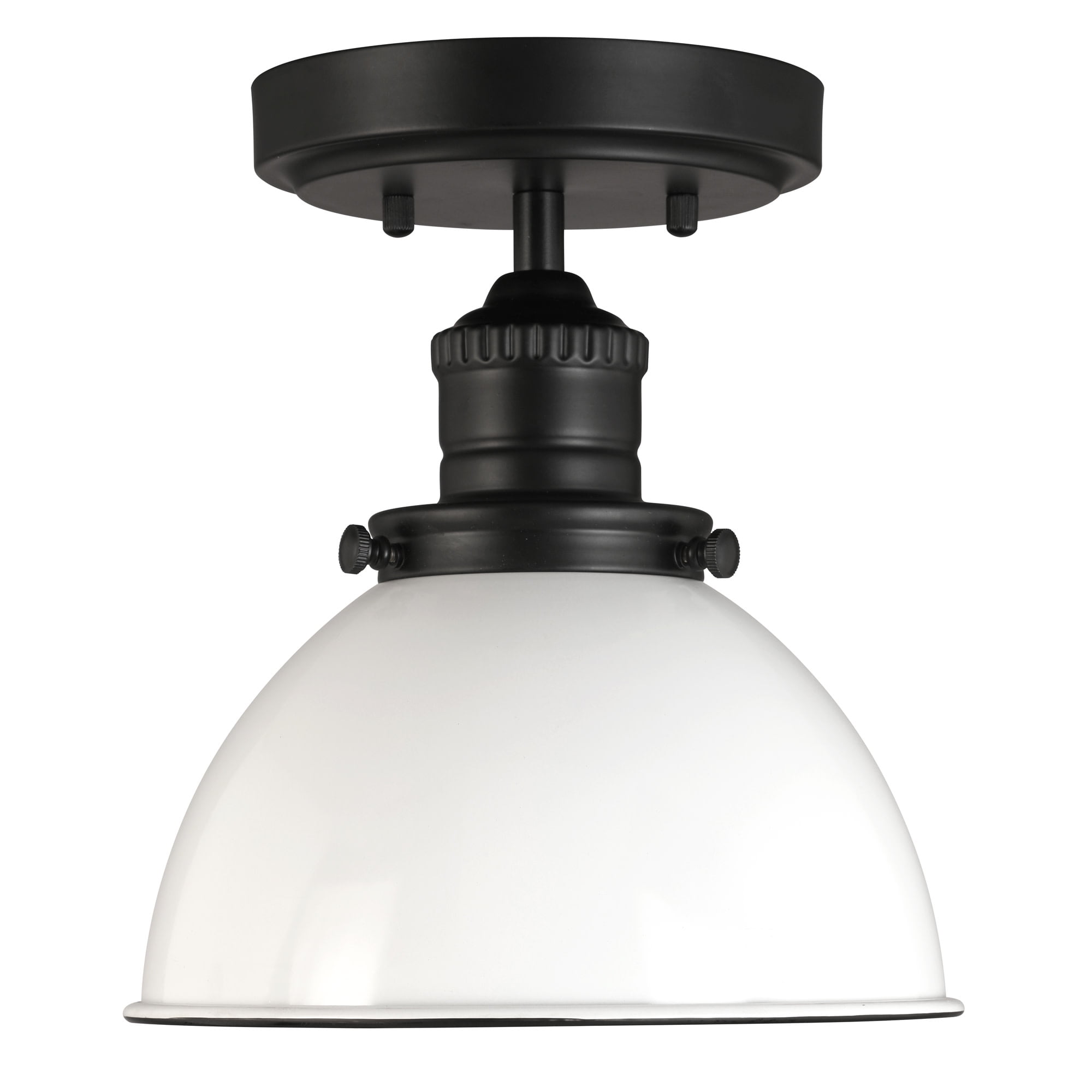 Design House Savannah Farmhouse 1-Light Indoor Semi-Flush Mount Ceiling Light, White/Matte Black