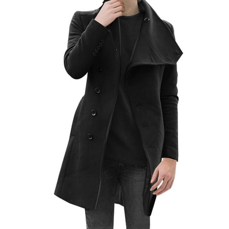 Men's Fashion Button Closure Buttons Decor Sleeve Casual Trench Coat ...