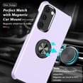 thumbnail image 3 of Shockproof Case for Samsung S23 Plus/S23+ 5G, [Embedded Finger Ring] Military Grade Phone Case Cover with Reinforced Metal Stand Kickstand [Support Magnetic Car Holder] for S23+, Purple, 3 of 13