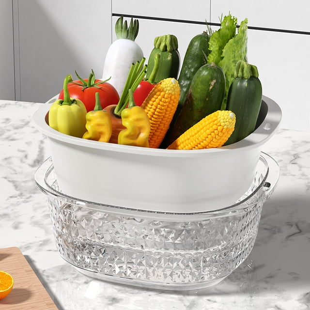 Kitchen Organizer Basket Food Safe Plastic Drainer Space Saving Storage Container For Vegetables Utensils Sturdy Easy Clean Multi Purpose Use