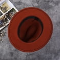 thumbnail image 4 of Douhoow Unisex Panama Hat Vintage Style Wide Brim Belt Buckle Felt Fedora Hat, 4 of 4