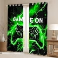 thumbnail image 2 of jejeloiu Console Game Lovers Black Out Curtains,Green Black Gamepad Curtains Pack of 2 (42x63 Each),Modern Video Games Bedroom Curtains For Boys Teens,Ultra Soft Home Decor, 2 of 6