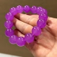 thumbnail image 4 of Real Natural Ice purple Burmese Beads Jade jadeite Bracelets Bangle 14MM, 4 of 8