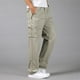 thumbnail image 2 of Pantalones de algodón para hombre, talla grande, cintura elástica, estilo informal, color liso, múltiples bolsillos, 2 of 7