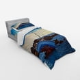 thumbnail image 3 of Ambesonne Nautical Bedding Set 4 Pcs, Yacht on Rocks Harbor, Queen, Blue Brown, 3 of 3