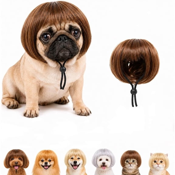Funny Pet Wig Headband for Dogs & Cats – Cute Costume Accessory for Photos, Parties Holidays, Wigs Costumes Outfit Halloween, Small Medium Large Dog, Cat Cosplay Clothes Accessories