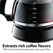 Hamilton Beach 12-Cup Drip Coffee Maker Machine with Glass Coffee Pot, Cafetera, Black