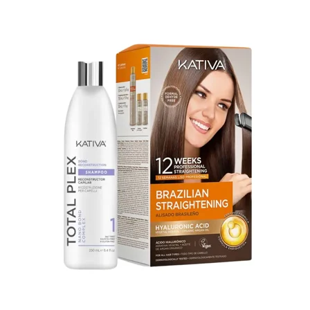 Kativa Brazilian Hair Straightening Kit   Total Plex Shampoo 355ml – Smooth, Strengthen & Rebuild
