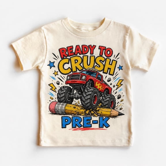 Ready To Crush Pre-K Shirt, Monster Truck Back To School Tee, Boys Pre K Graphic Shirt, back to school shirt, school shirt, techer shirt