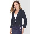 thumbnail image 2 of INSPIRE CHIC Oficina de trabajo para mujer, sin cuello, con cremallera, abrigo corto, traje, chaqueta, chaqueta cortada Azul marino XL, 2 of 6
