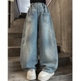 thumbnail image 4 of Shadoumai Girls Wide Leg Pants Ribbed Textured Palazzo Trousers Drawstring Elastic Waist Pull On Casual School Travel, 4 of 7