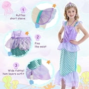 Jurebecia Mermaid Princess Dresses up Halloween Costume Birthday Party Cosplay Role Play Clothes 120 cm 5-6 Years