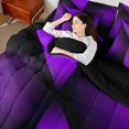 thumbnail image 5 of Manfei Chic Stripes Ombre 7-Piece Twin Bedding Sets, Purple Abstract Minimalism Bedding Comforter Set, Teens Kids Adult Men Women Reversible Sheet Sets, Breathable Home Decor, 5 of 8