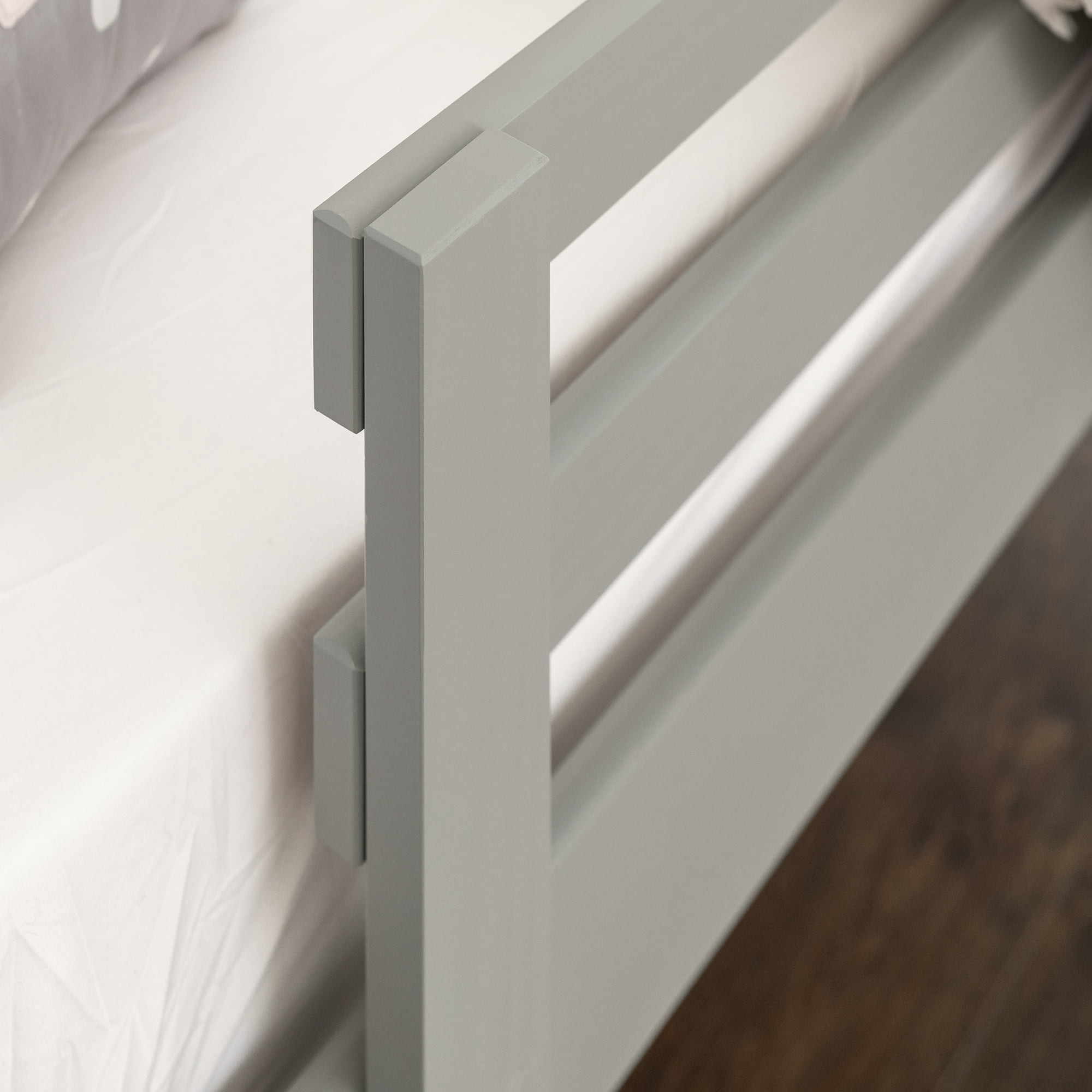 Walker Edison Traditional Solid Wood Twin Low Loft Bed, Grey