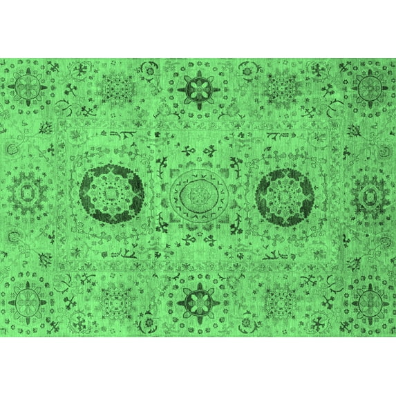 Ahgly Company Indoor Rectangle Abstract Emerald Green Modern Area Rugs, 7' x 10'